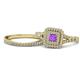 1 - Zinnia Prima Amethyst and Diamond Double Halo Bridal Set Ring 