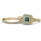 1 - Zinnia Prima London Blue Topaz and Diamond Double Halo Bridal Set Ring 