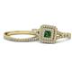 1 - Zinnia Prima Diamond and Lab Created Alexandrite Double Halo Bridal Set Ring 