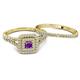 4 - Zinnia Prima Amethyst and Diamond Double Halo Bridal Set Ring 