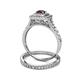 5 - Zinnia Prima Red Garnet and Diamond Double Halo Bridal Set Ring 
