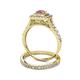 5 - Zinnia Prima Rhodolite Garnet and Diamond Double Halo Bridal Set Ring 