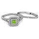 4 - Zinnia Prima Peridot and Diamond Double Halo Bridal Set Ring 