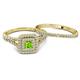 4 - Zinnia Prima Peridot and Diamond Double Halo Bridal Set Ring 