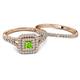 4 - Zinnia Prima Peridot and Diamond Double Halo Bridal Set Ring 