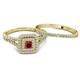4 - Zinnia Prima Ruby and Diamond Double Halo Bridal Set Ring 
