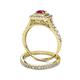 5 - Zinnia Prima Ruby and Diamond Double Halo Bridal Set Ring 