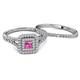 4 - Zinnia Prima Pink Sapphire and Diamond Double Halo Bridal Set Ring 