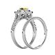 6 - Zinnia Prima Yellow and White Diamond Double Halo Bridal Set Ring 