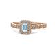 1 - Gloria Prima Emerald Cut Aquamarine and Diamond Halo Engagement Ring 