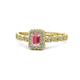 1 - Gloria Prima Emerald Cut Pink Tourmaline and Diamond Halo Engagement Ring 
