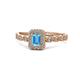 1 - Gloria Prima Emerald Cut Blue Topaz and Diamond Halo Engagement Ring 