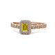 1 - Gloria Prima Emerald Cut Yellow Sapphire and Diamond Halo Engagement Ring 