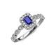 6 - Gloria Prima Emerald Cut Blue Sapphire and Diamond Halo Engagement Ring 