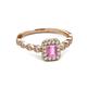 5 - Gloria Prima Emerald Cut Pink Sapphire and Diamond Halo Engagement Ring 