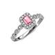 6 - Gloria Prima Emerald Cut Pink Tourmaline and Diamond Halo Engagement Ring 