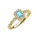 6 - Gloria Prima Emerald Cut Blue Topaz and Diamond Halo Engagement Ring 