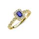 6 - Gloria Prima Emerald Cut Blue Sapphire and Diamond Halo Engagement Ring 