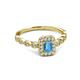 5 - Gloria Prima Emerald Cut Blue Topaz and Diamond Halo Engagement Ring 