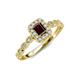6 - Gloria Prima Emerald Cut Red Garnet and Diamond Halo Engagement Ring 