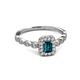 5 - Gloria Prima Emerald Cut London Blue Topaz and Diamond Halo Engagement Ring 