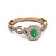 4 - Susan Prima Emerald and Diamond Halo Engagement Ring 