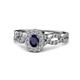1 - Susan Prima Blue Sapphire and Diamond Halo Engagement Ring 
