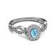 4 - Susan Prima Blue Topaz and Diamond Halo Engagement Ring 
