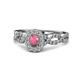1 - Susan Prima Rhodolite Garnet and Diamond Halo Engagement Ring 