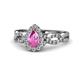1 - Susan Prima Pink Sapphire and Diamond Halo Engagement Ring 