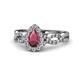 1 - Susan Prima Rhodolite Garnet and Diamond Halo Engagement Ring 