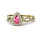 1 - Susan Prima Pink Tourmaline and Diamond Halo Engagement Ring 