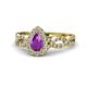 1 - Susan Prima Amethyst and Diamond Halo Engagement Ring 