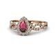 1 - Susan Prima Rhodolite Garnet and Diamond Halo Engagement Ring 