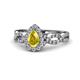 1 - Susan Prima Yellow Sapphire and Diamond Halo Engagement Ring 