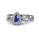 1 - Susan Prima Tanzanite and Diamond Halo Engagement Ring 