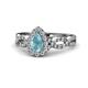 1 - Susan Prima Aquamarine and Diamond Halo Engagement Ring 