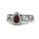 1 - Susan Prima Red Garnet and Diamond Halo Engagement Ring 