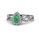 1 - Susan Prima Emerald and Diamond Halo Engagement Ring 