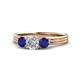 1 - Alyssa Diamond and Blue Sapphire Three Stone Ring 
