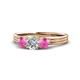 1 - Alyssa Diamond and Pink Sapphire Three Stone Ring 