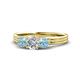 1 - Alyssa Diamond and Aquamarine Three Stone Ring 