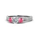1 - Alyssa Diamond and Pink Tourmaline Three Stone Ring 