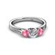 2 - Alyssa Diamond and Pink Tourmaline Three Stone Ring 