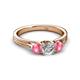 2 - Alyssa Diamond and Pink Tourmaline Three Stone Ring 