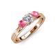 3 - Alyssa Diamond and Pink Tourmaline Three Stone Ring 