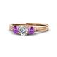 1 - Alyssa Diamond and Amethyst Three Stone Ring 