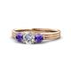 1 - Alyssa Diamond and Iolite Three Stone Ring 
