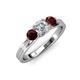 3 - Alyssa Diamond and Red Garnet Three Stone Ring 