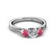 2 - Alyssa Diamond and Rhodolite Garnet Three Stone Ring 